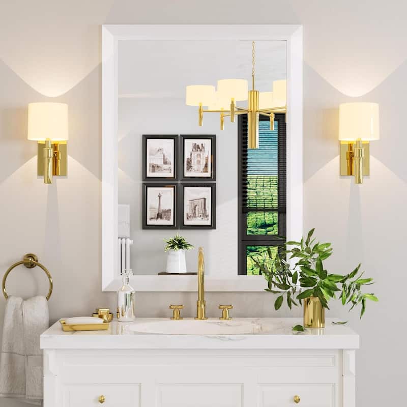 KIOTEE Full size Metal Bathroom Mirror with 5-Year Warranty - 40x32 - White