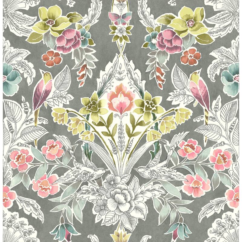 A-Street Prints Vera Multicolor Floral Damask Wallpaper