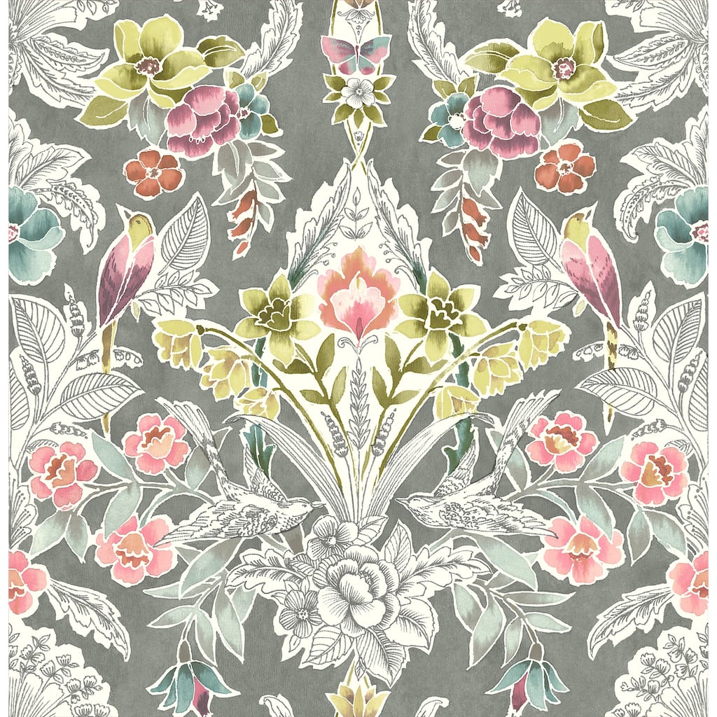 A-Street Prints Vera Multicolor Floral Damask Wallpaper