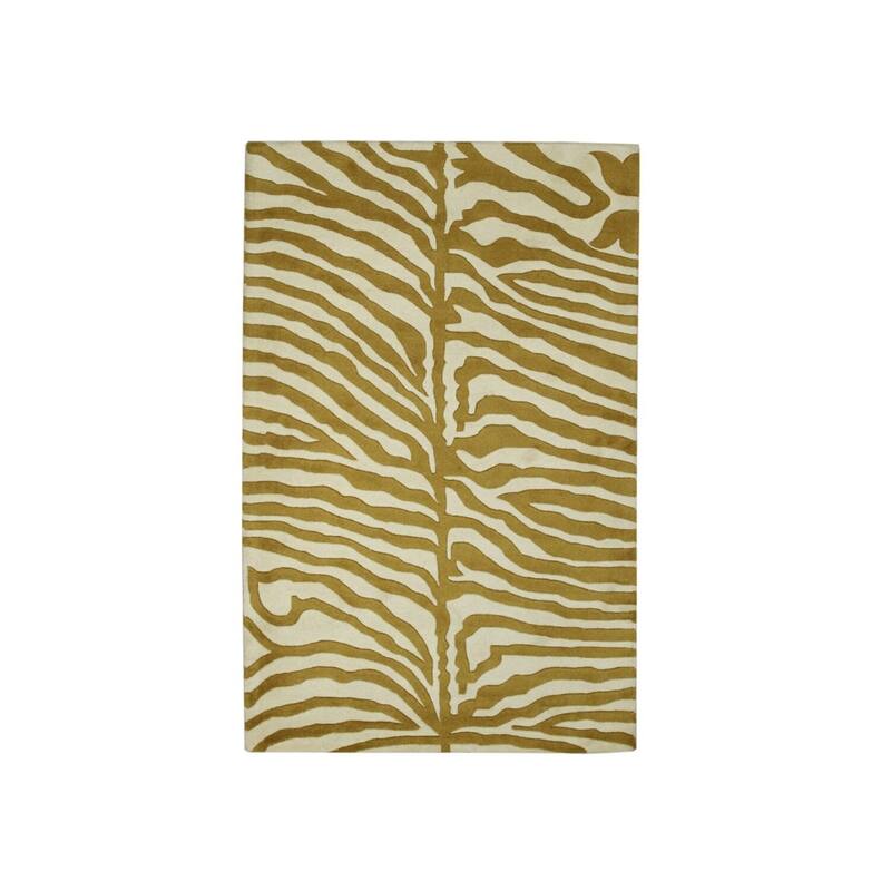 Gold Hand-Tufted Wool Rug, 5' x 8', Elegant Soft Accent - L