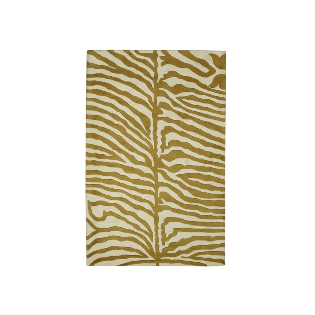 Gold Hand-Tufted Wool Rug, 5' x 8', Elegant Soft Accent - L