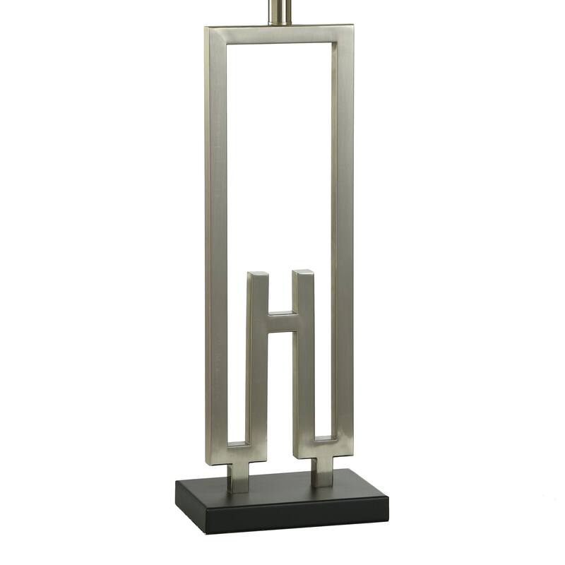 Brushed And Satin - Modern Table Lamp In Brushed Nickel And Black Finish - Heathered Oatmeal Shade