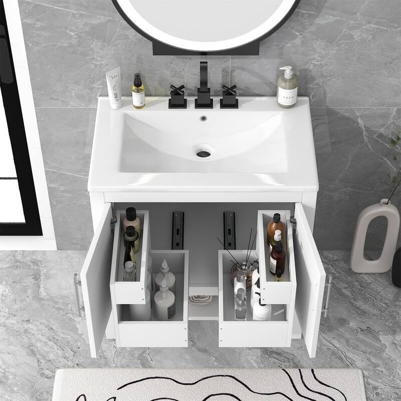 30" Bathroom Vanity with Sink Bathroom Cabinet with Doors and Drawers and shelve