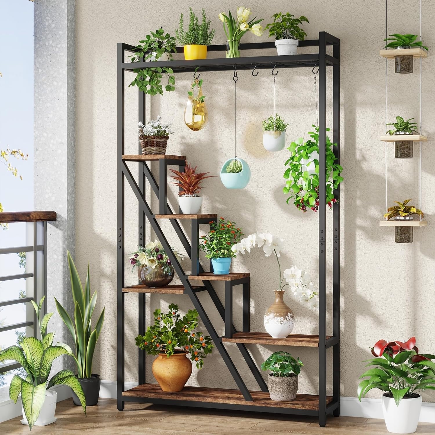 70.9 Inches Tall Plant Stand, 7-Tier Large Plant Shelf with 5 S