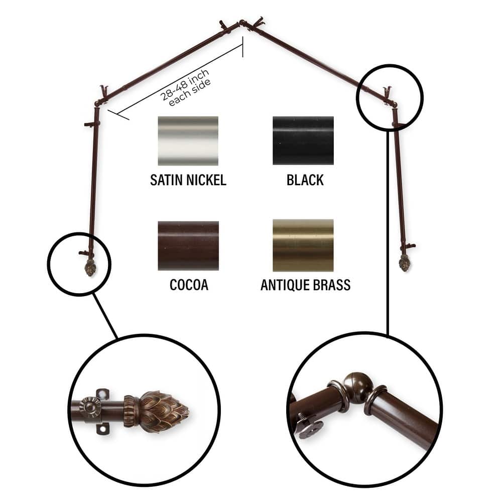 InStyleDesign Lotus 4-Sided Bay Window Curtain Rod