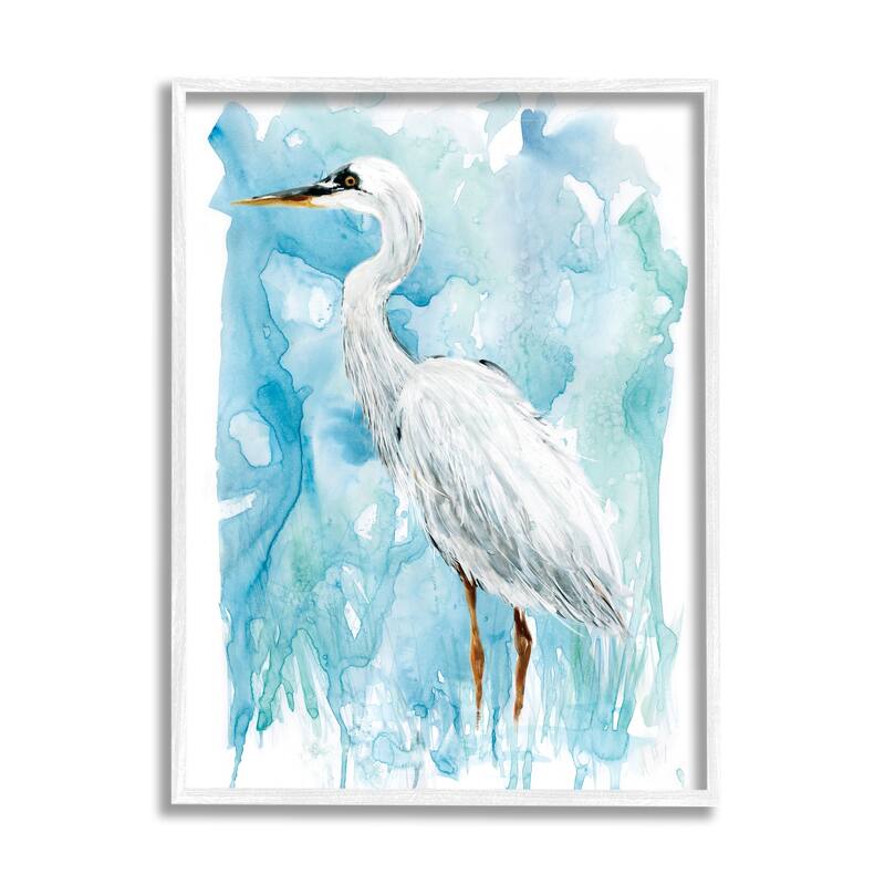 Stupell Whooping Crane Solemn Still Life Blue Marsh Water Framed Wall Art
