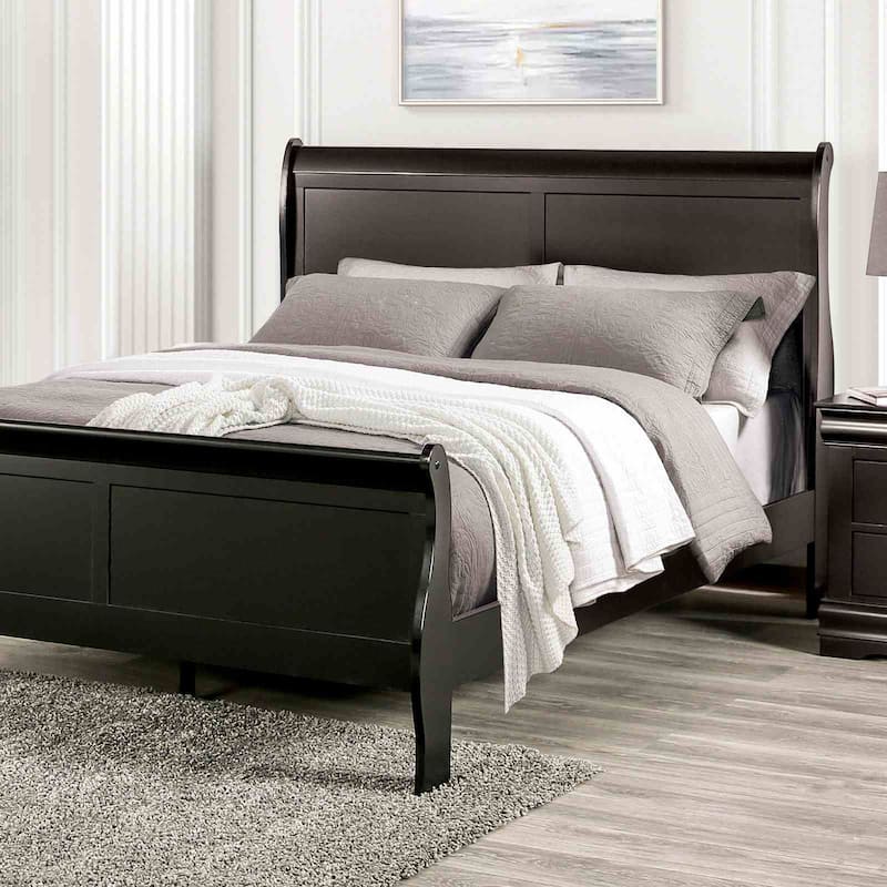 Black Finish 1PC Sleigh Design Modern Bed