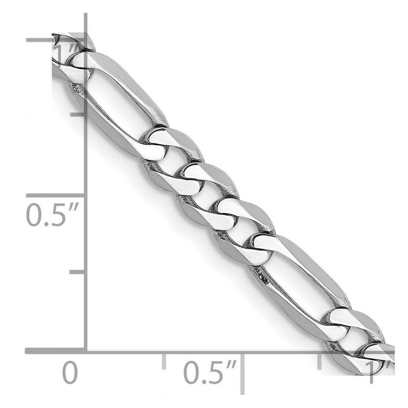 Curata 14k White Gold Solid Polished Lobster Claw Closure 5.0mm Flat Figaro Chain Bracelet - 8 Inch - Lobster Claw