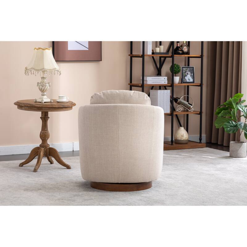 30.3" Swivel Accent Chair with Wood Base