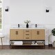 preview thumbnail 44 of 145, Altair Wildy Bathroom Vanity with White Composite Stone Top without Mirror 60 inch. - Washed Oak + Matte Black Hardware