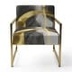 preview thumbnail 101 of 101, Designart "Mettalic Indigo And Gold II" Upholstered Abstract Accent Chair - Glam Arm Chair For Living Room