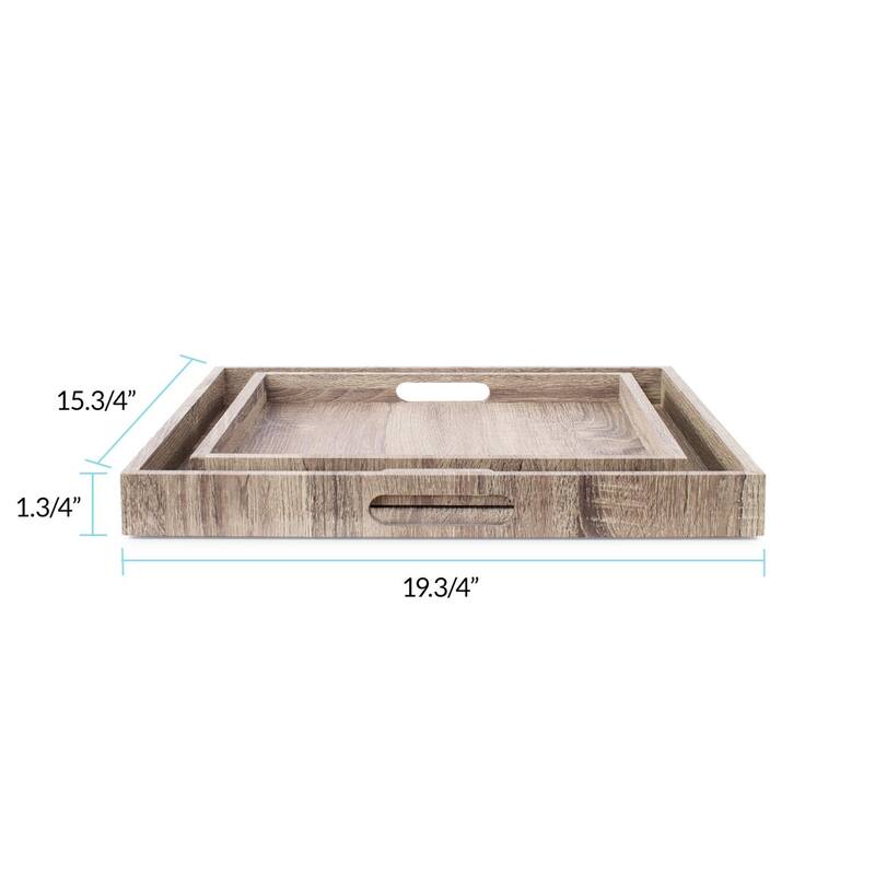 Square Wooden Trays - set of 2