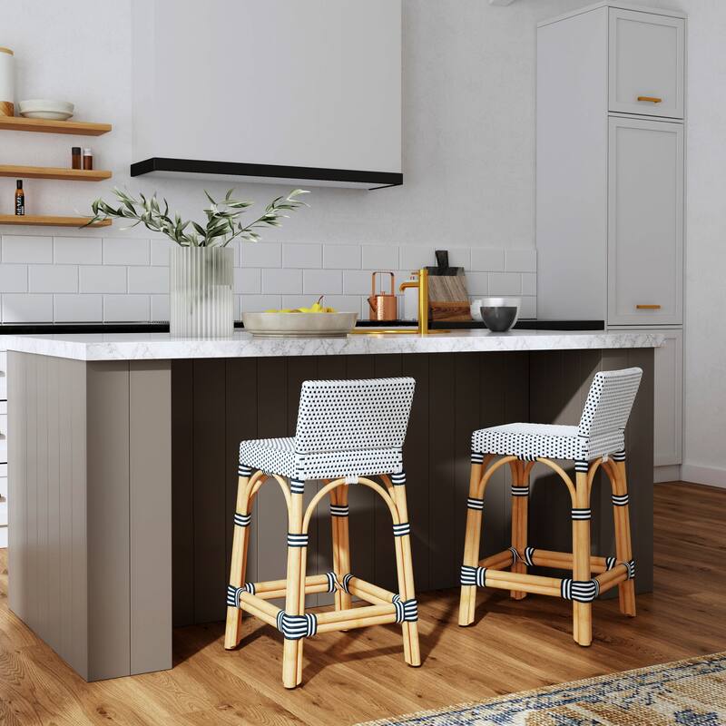 Serienna 24.5"H Seat Rattan Low Back Counter Stool