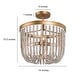 preview thumbnail 7 of 10, Cotia Boho Glam 3-light Wood Beads Semi-flush Mount Ceiling Lights Gold Chandelier - D14"*H15.5"