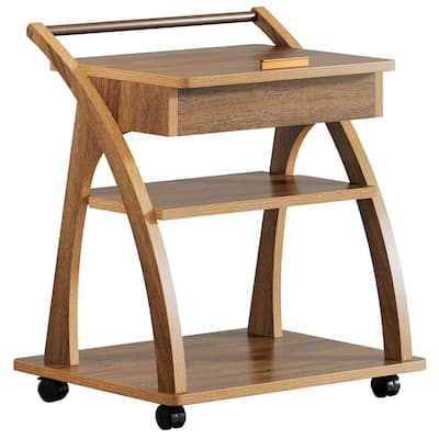 Side Table with Wheels, End Table for Couch with Adjustable Tabletop