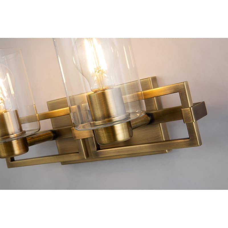 Modern 2 Light Bath Vanity Light in Aged Brass