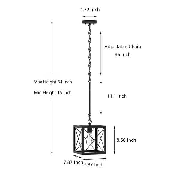 dimension image slide 1 of 4, Acroma 1-light Farmhouse Rustic Rectangle Kitchen Island Pendant Light - 8 inches