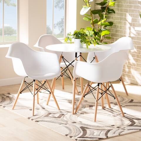 Galen Modern and Contemporary Plastic and Wood Dining Set (5pc)