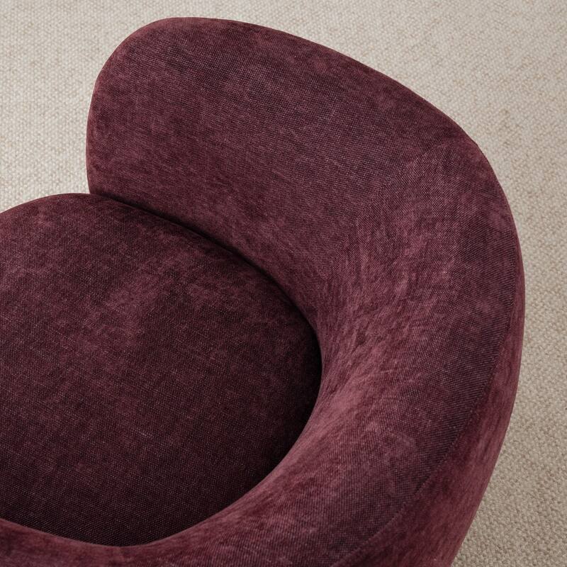 Modern Upholstered Swivel Barrel Accent Chair with Curved Back