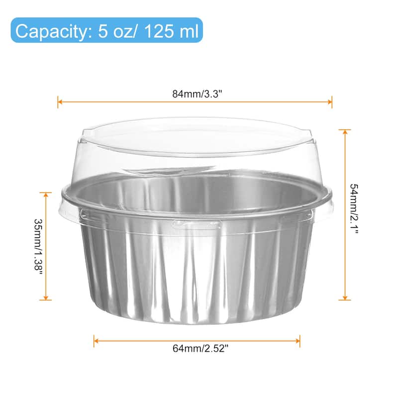 50Pcs Baking Cups with Lid 5oz Aluminum Foil Liners Mini Cups