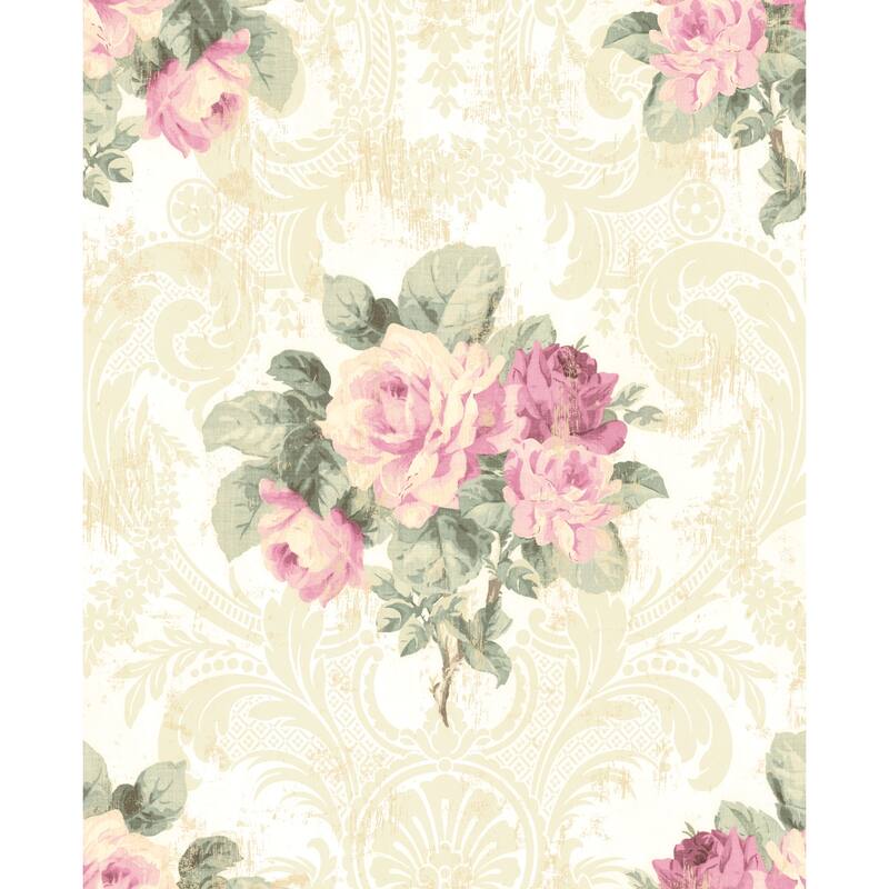 Seabrook Designs Bethany Floral Unpasted Wallpaper