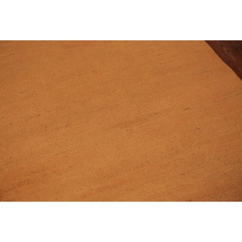 Orange Modern Gabbeh Runner Rug Handmade Solid Wool Carpet - 2'8" x 9'7"