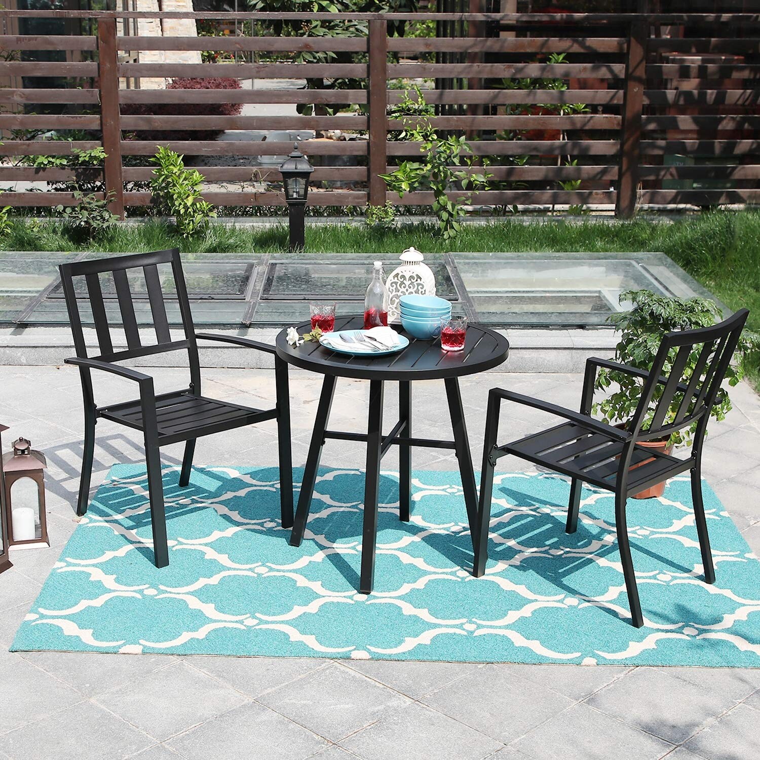 Phi Villa Metal Patio Bistro Set 3 Piece Outdoor Table And Chairs Set On Sale Overstock 32677125