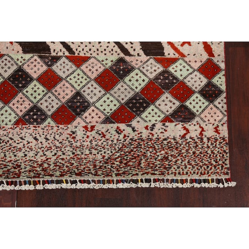 Vegetable Dye Abstract Oriental Dining Room Area Rug Wool Hand-knotted - 6'7" x 9'7"