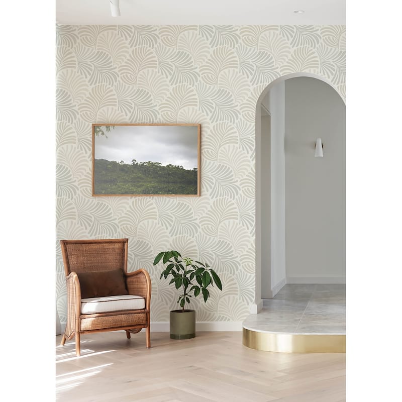 A-Street Prints Trousdale Neutral Fanning Flora Wallpaper