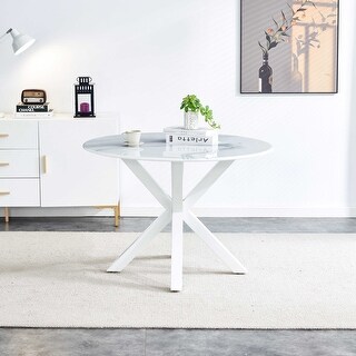 5-Piece Modern Round Dining Table Set with Metal Legs - Bed Bath ...