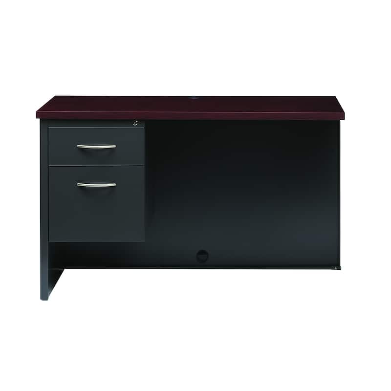 Hirsh 24D x 48W Left Hand Return for Single Pedestal Office Desk, Charcoal / Mahogany