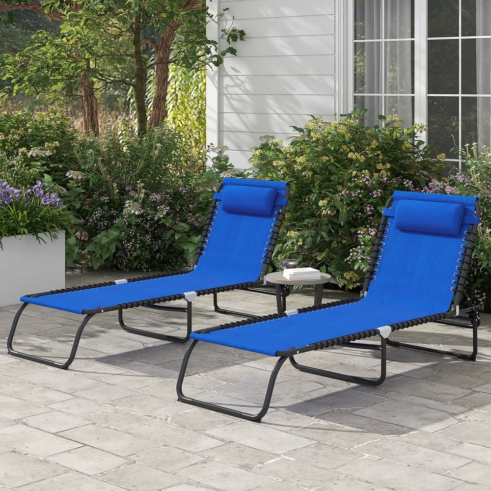 Outsunny 2 Folding Chaise Lounge Pool Chair Set, Patio Sun Tanning Chairs, Outdoor Lounge Chairs