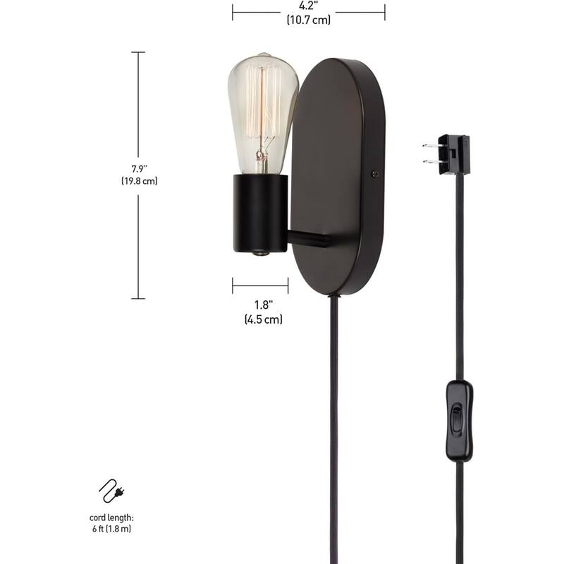 1-light wall sconce light matte black bedroom light metal mounting light