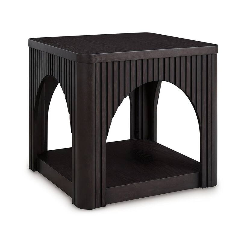 24 in. Black Square Wood End Table, Sturdy Build End Side Table for Living Rooms
