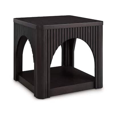 24 in. Black Square Wood End Table, Sturdy Build End Side Table for Living Rooms