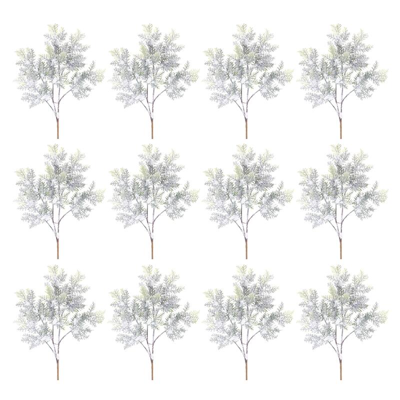 Flocked Cedar Branch (Set of 12) - Green