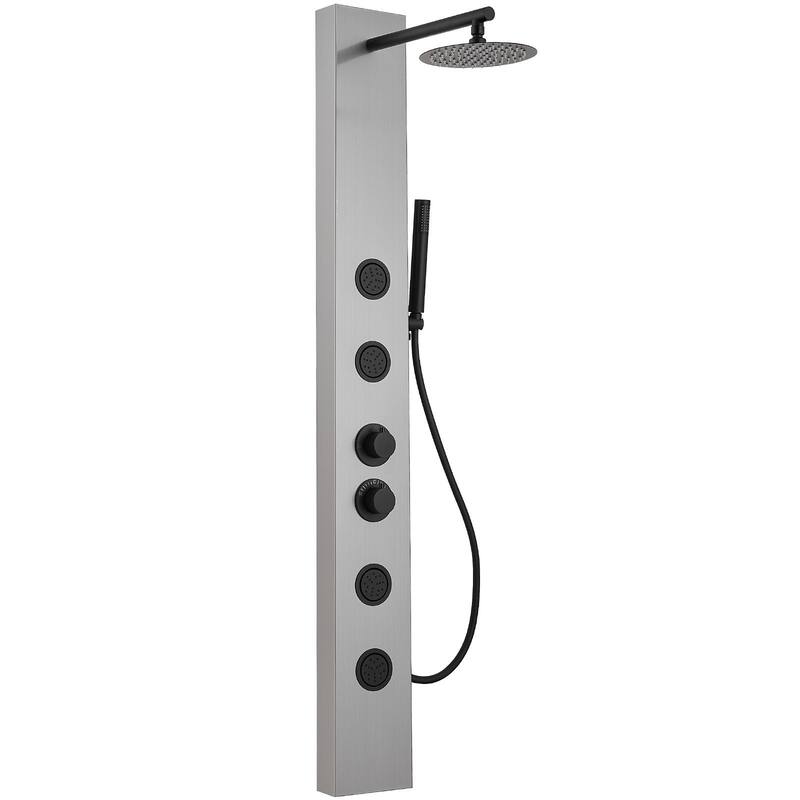 WIZ Rainfall Shower Tower Shower Panel System with Hand Shower - Black Nickel