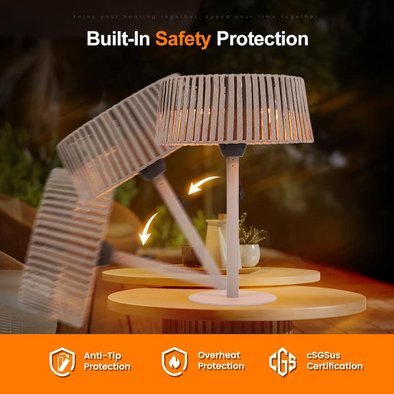 1500W Portable Tabletop Outdoor Halogen Electric Patio Heater