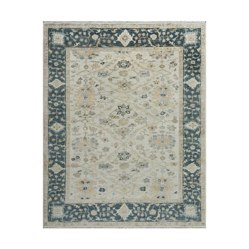 LoomBloom Multi Size Beige Wool Hand Knotted Turkish Oushak Area Rug