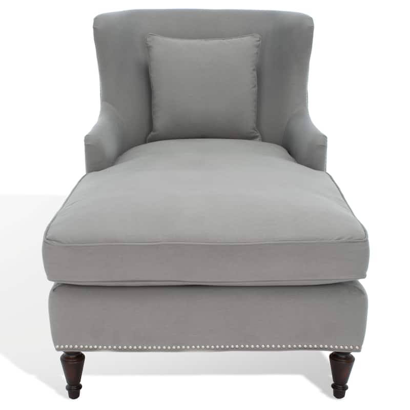 SAFAVIEH Couture Salbjorg Upholstered Chaise Lounger - 33 In W x 63 In D x 38.5 In H - 33Wx63Dx39H - Granite