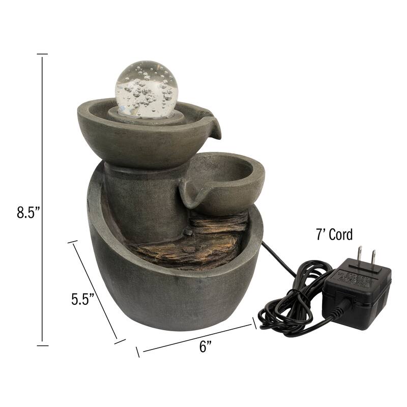 Carbon Loft Tabletop Water Fountain 3-tier Waterfall
