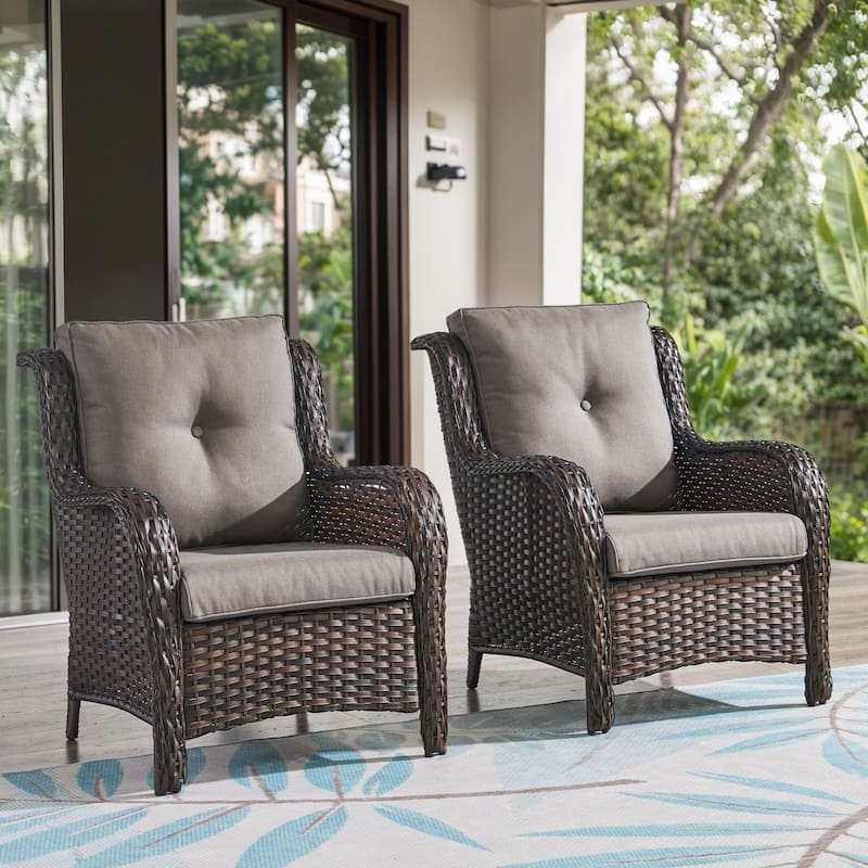 Gymojoy PE Rattan Wicker Chair Outdoor Patio Furniture Set of 2