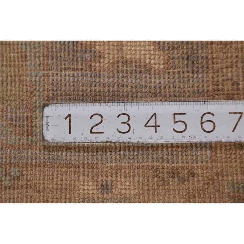 Hand Knotted Oriental 100% Wool Carpet Transitional All-Over Brown Oushak Area Rug - 11' 10'' X 9' 0''