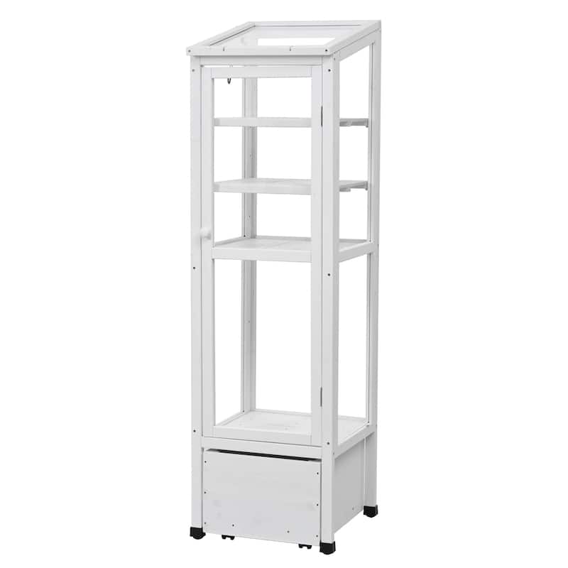 Roomfitters 62.4" Wood Garden Greenhouse with Movable Storage Box and Adjustable Shelves