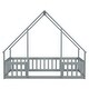 preview thumbnail 8 of 16, Wood House-Shaped Twin Floor House Bed with Fence,Guardrails,Kids and Baby