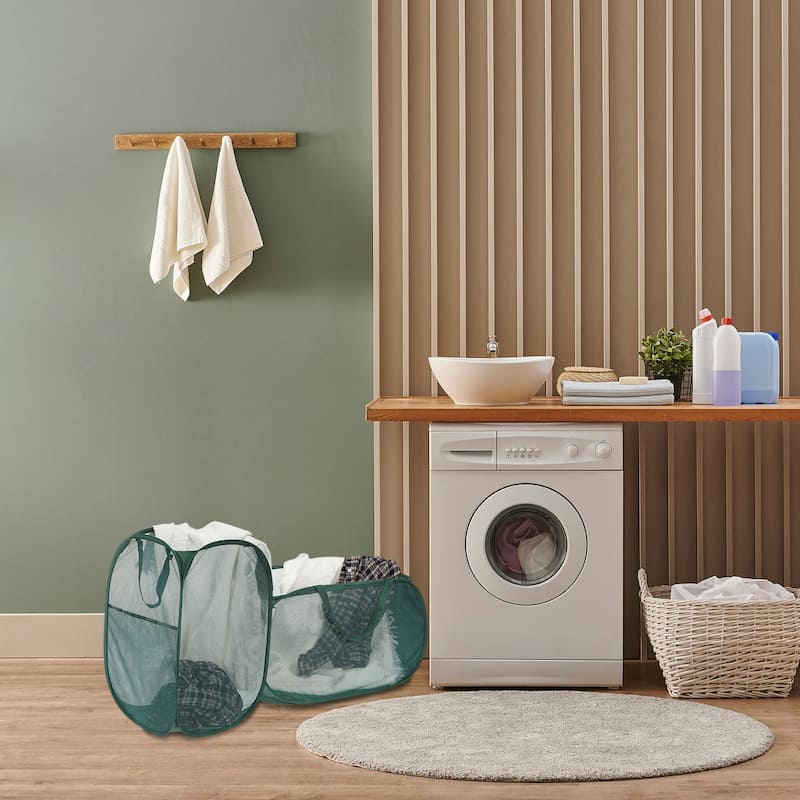 Mesh Laundry Hamper, Collapsible Laundry Baskets Bag, 1 Pcs - 14.17" x 14.17" x 22.83"
