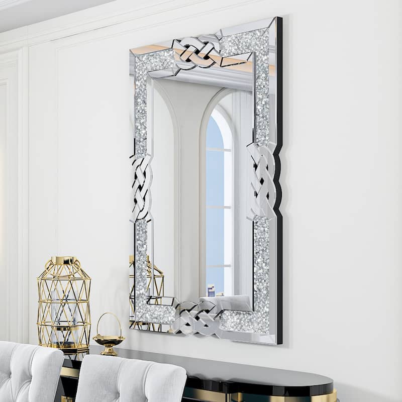 Sparkling Crystal Crush Diamond Accent Mirror Wall Mounted