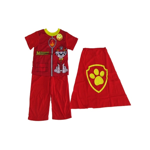 Nickelodeon Little Boys Red Marshall Detachable Cape 3 Pc Pajama Set