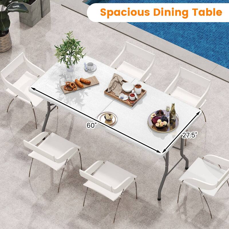 Costway 5 ft Folding Picnic Table Outdoor Dining Table with Rattan - See Details
