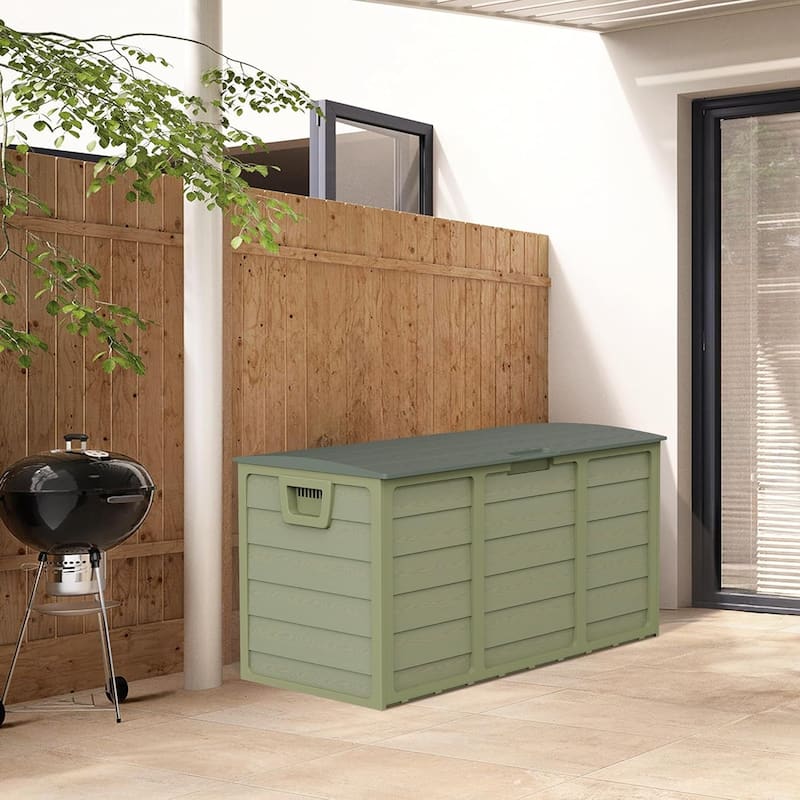 SUNCROWN 75-120 Gallon Weatherproof Resin Outdoor Storage Deck Box for Furniture and Supplies